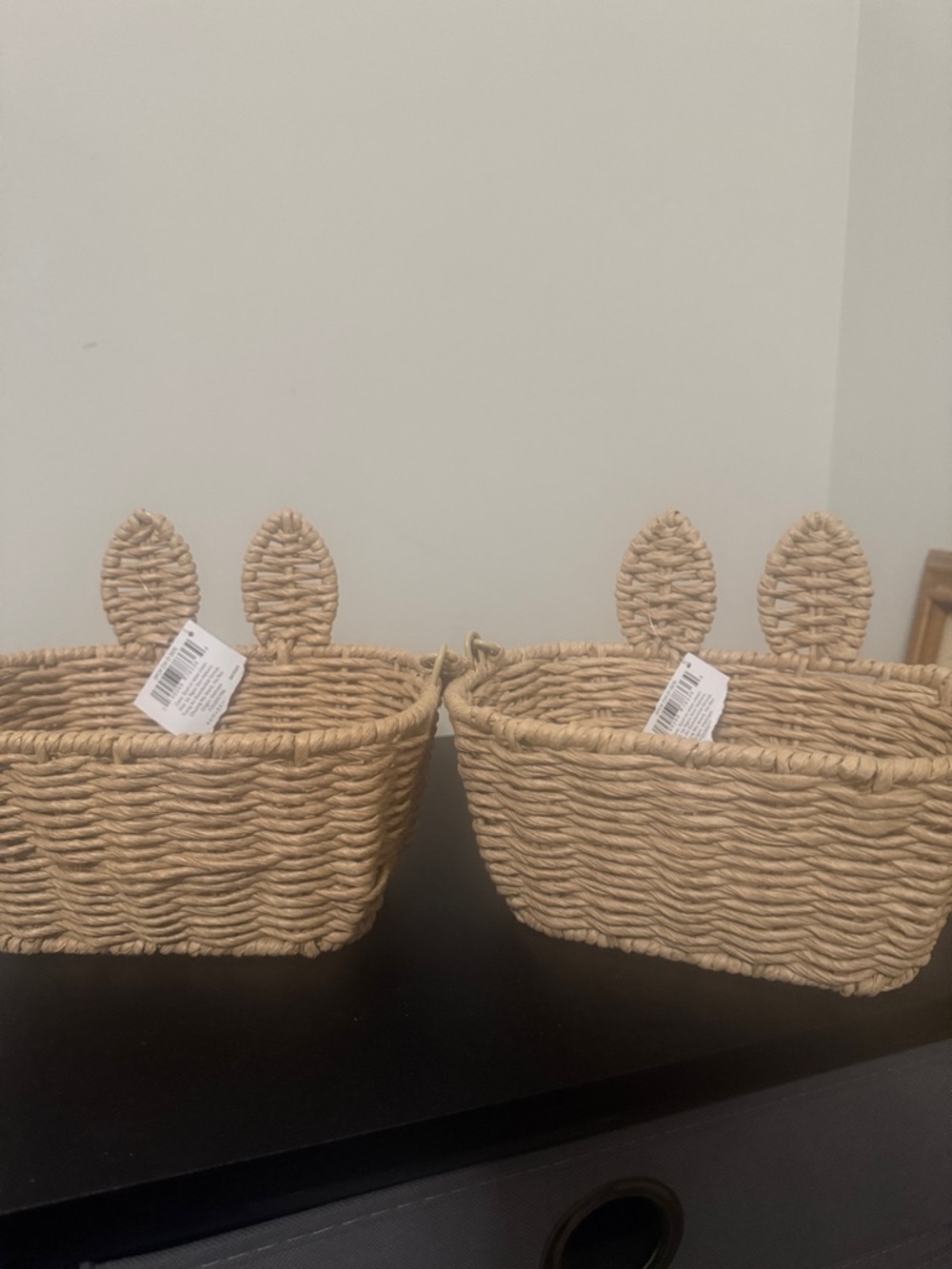Natural Woven Bunny Ear Storage Basket - Set of 2